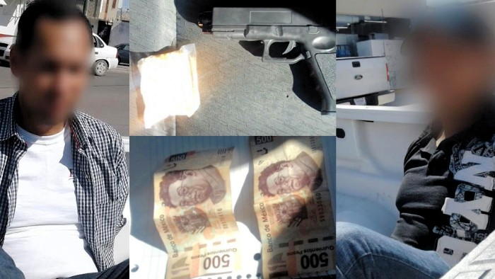 Detenidos por intentar soborno mil pesos arma falsa