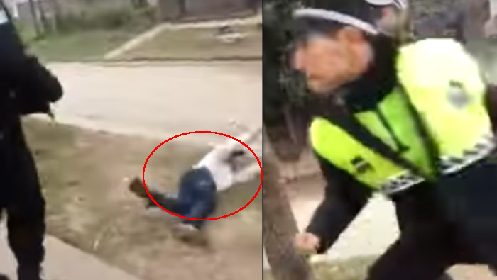 Policia golpea a ebrio