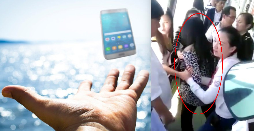 Telefono cae al mar crucero mujer intenta salvarlo