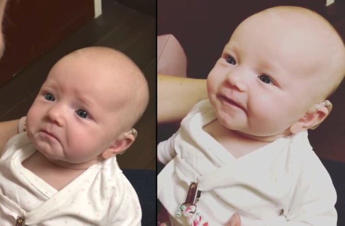 Bebe oye a su mama por primera vez