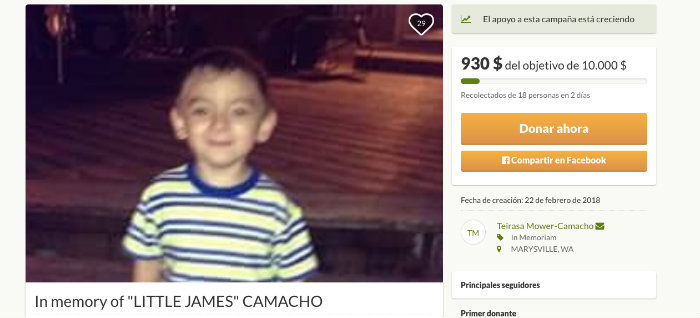 Au n no recolecta madre de james los 10 md para llevarlo a washington
