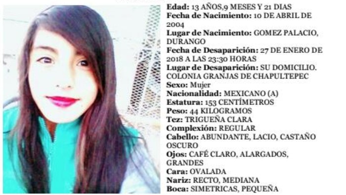 Jovencita desaparecid